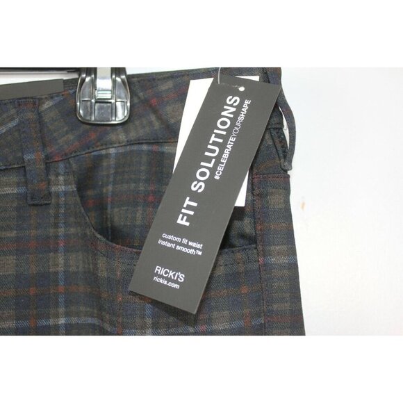 Womens 18 New Smoothing Pants Plaid Luxe Ponte Dark Academia Multicolor Stretch - Picture 3 of 5